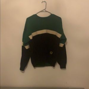 Green White and Black Wool Sweater